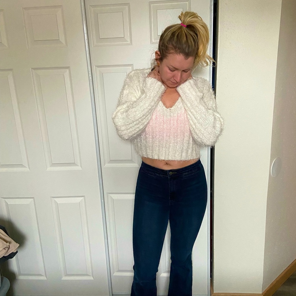 Soft white crop sweater